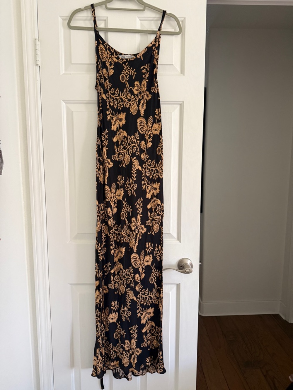 Zara Black & Tan Floral Slip Maxi Dress